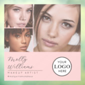 Rouge Roze Script Logo Foto Make-upstudio Ruit  Raamsticker (Vel 3)