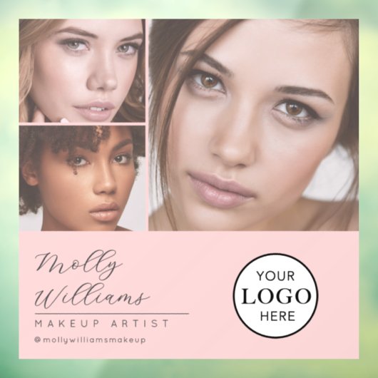 Rouge Roze Script Logo Foto Make-upstudio Ruit  Raamsticker (Vel 3)