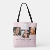 Rouge Roze Script Logo Foto Make-upstudio Tote Bag (Achterkant)