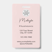 Rouge Roze Script Logo Foto Nagelsalon Badge (Achterkant)