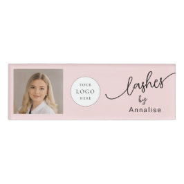 Rouge Roze Script Logo Foto Wimpers Artiest Naambadge