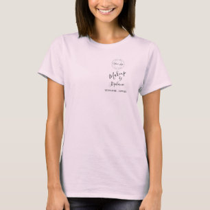 Rouge Roze Script Logo Make-up Personeel T-shirt
