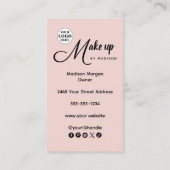 Rouge Roze Script Logo QR Code Foto Make-up Visitekaartje (Achterkant)