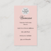 Rouge Roze Script Logo QR Code Foto Make-up Visitekaartje (Achterkant)