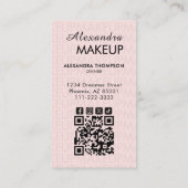 Rouge Roze Script QR Code Foto Make-up Visitekaartje (Achterkant)