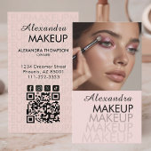 Rouge Roze Script QR Code Foto Make-up Visitekaartje