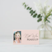 Rouge Roze Script Sociaal Icoon QR Code Foto Make- Visitekaartje (Staand voorkant)