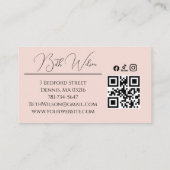 Rouge Roze Script Sociaal Icoon QR Code Foto Make- Visitekaartje (Achterkant)