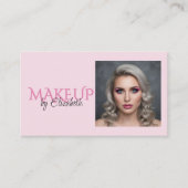Rouge Roze Script Sociaal Icoon QR Code Foto Make- Visitekaartje (Voorkant)