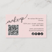 Rouge Roze Script Sociale Icon QR Code Foto Make-u Visitekaartje (Achterkant)