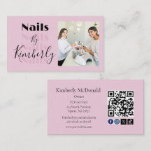 Rouge Roze Script Sociale Icon QR Code Foto Nails