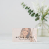 Rouge Roze Script Sociale QR Code Foto Haar Make-u Visitekaartje (Staand voorkant)