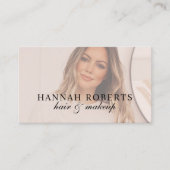 Rouge Roze Script Sociale QR Code Foto Haar Make-u Visitekaartje (Voorkant)