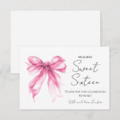 Rouge Roze Strik Verleidelijke Script Sweet 16 Bed Bedankkaart (Voorkant / Achterkant)