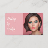 Rouge Roze Witte Script Foto Make-up Visitekaartje (Voorkant)