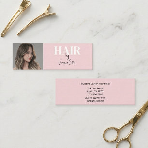 Rouge Roze Zwart Schrift Foto Haarstylist Mini Visitekaartje