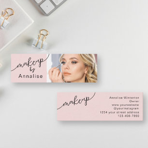 Rouge Roze Zwart Schrift Foto Make-up Mini Visitekaartje