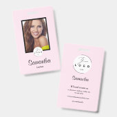 Rouge Roze Zwart Schrift Logo Foto Make-up Badge (Voor- en achterkant)