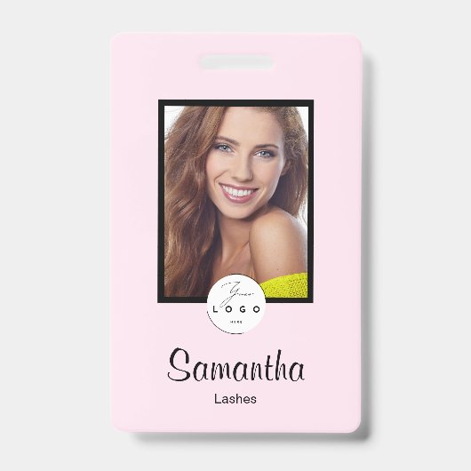 Rouge Roze Zwart Schrift Logo Foto Make-up Badge (Voorzijde)