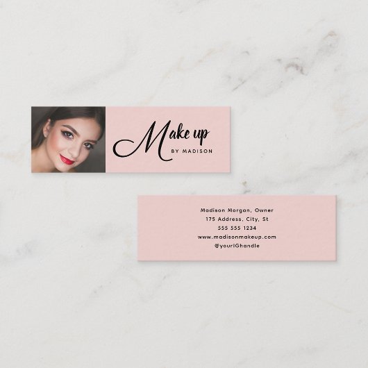 Rouge Roze Zwart Script Foto Make-up Mini Visitekaartje