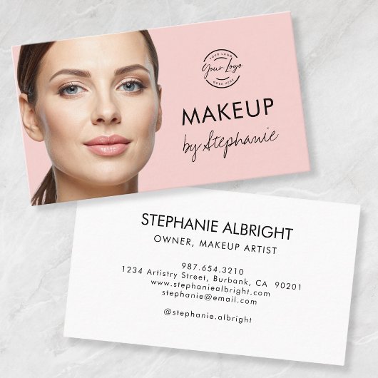 Rouge Roze Zwart Script Foto Make-up Visitekaartje