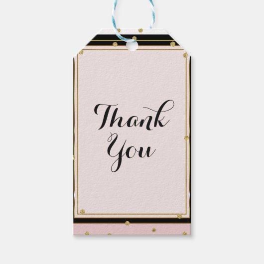 Rouge Roze Zwart Wit & Goud Glam Bruidsmeisjeshowe Cadeaulabel (Voorkant)