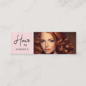 Rouge Roze Zwarte Script Foto Haarstylist Mini Visitekaartje (Voorkant)