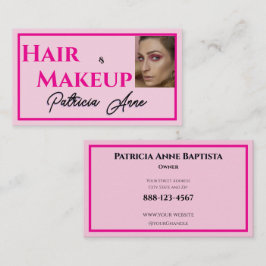 Rouge Roze Zwarte Script Foto Make-up Bedrijfskaar Visitekaartje
