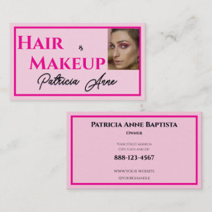 Rouge Roze Zwarte Script Foto Make-up Bedrijfskaar Visitekaartje