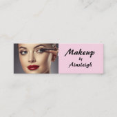 Rouge Roze Zwarte Script Foto Make-up Mini Visitekaartje (Voorkant)