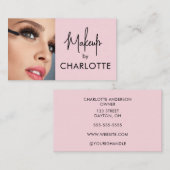 Rouge Roze Zwarte Script Foto Make-up Visitekaartje (Voorkant / Achterkant)