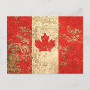 Rough Aged  Canadian Flag Briefkaart