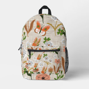 Rough Bamboo Floral Daisy Butterfly Shamrocks Bedrukte Rugzak