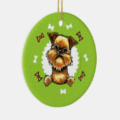 Rough Brussels Griffon Dog Botten Kerstmis Keramisch Ornament (Rechts)