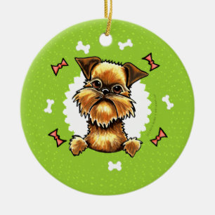 Rough Brussels Griffon Dog Botten Kerstmis Keramisch Ornament