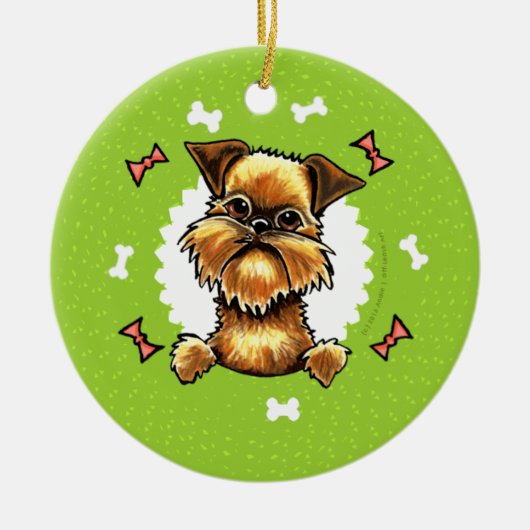 Rough Brussels Griffon Dog Botten Kerstmis Keramisch Ornament (Voorkant)