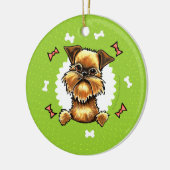 Rough Brussels Griffon Dog Botten Kerstmis Keramisch Ornament (Links)