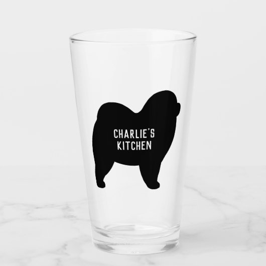 Rough Chow Silhouette Custom Hondenliefhebber Glas (Voorkant)