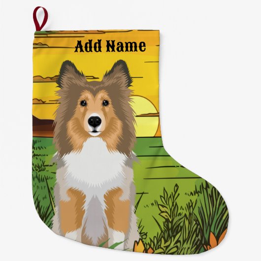 Rough Coat Collie Grote Kerstsok (Voorkant)