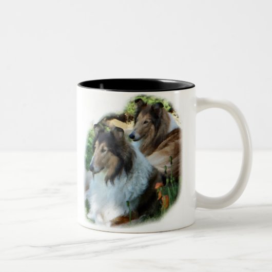 Rough Collie Art Gifts Tweekleurige Koffiemok (Rechts)