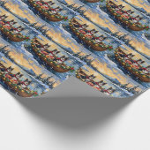 Rough Collie Christmas Boat Holiday Cadeaupapier (Hoek)