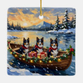 Rough Collie Christmas Boat Holiday Keramisch Ornament (Achterkant)