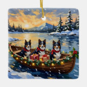 Rough Collie Christmas Boat Holiday Keramisch Ornament (Voorkant)