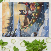 Rough Collie Christmas Boat Holiday Theedoek (Gevouwen)