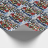 Rough Collie Christmas Red Truck Holiday Cadeaupapier (Hoek)
