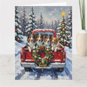 Rough Collie Christmas Red Truck Holiday Kaart (Voorkant)