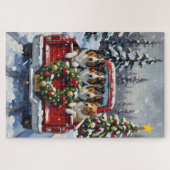 Rough Collie Christmas Red Truck Holiday Legpuzzel (Horizontaal)