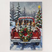 Rough Collie Christmas Red Truck Holiday Legpuzzel (Verticaal)