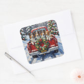 Rough Collie Christmas Red Truck Holiday Vierkante Sticker (Envelop)