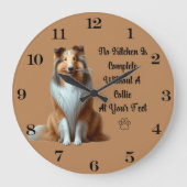 Rough Collie Clock Grote Klok (Voorkant)